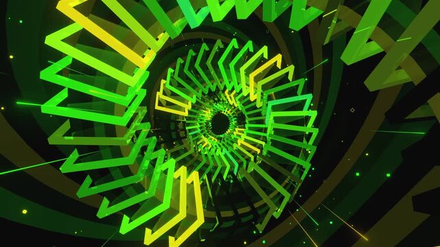  Seamless VJ loop of a hypnotic digital vortex, creative motion background for electronic music festivals, high-tech club visuals, stage screens and for LED video walls
