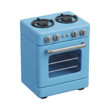 Cartoon Blue Stove with Oven