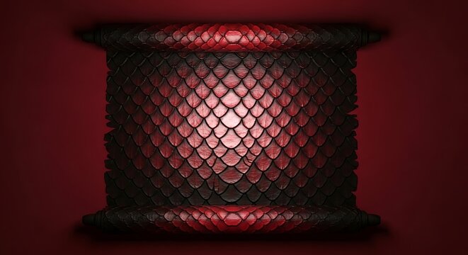 Red dragon scale scroll on a dark red background