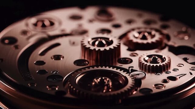 Luxury Wristwatch Movement Macro Close Up with Rotating Gears and Premium Craftsmanship