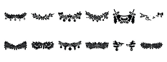 christmas garland icon set silhouette Vector illustration. Christmas vector icons and white background. © SreeRaton
