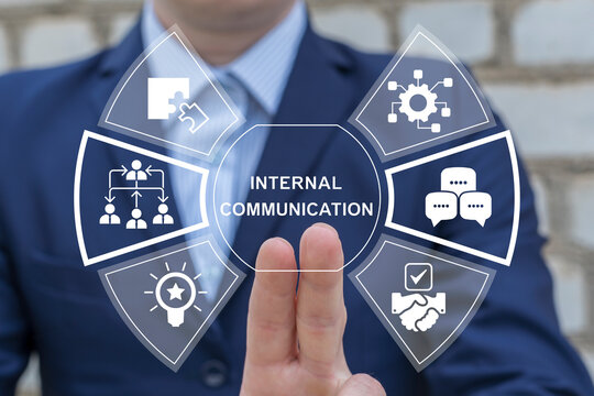 Concept of internal communication. Internal communications business internet technology.