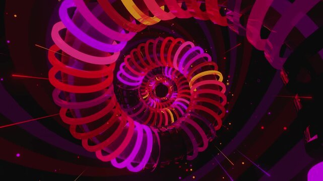  Seamless VJ loop of a hypnotic digital vortex, creative motion background for electronic music festivals, high-tech club visuals, stage screens and for LED video walls
