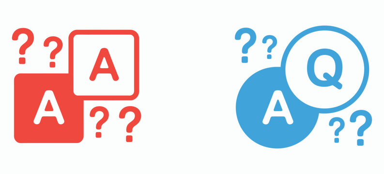 Question and answer icon symbolizing FAQ, dialogue, discussion, support system, and information assistance concept for digital communication