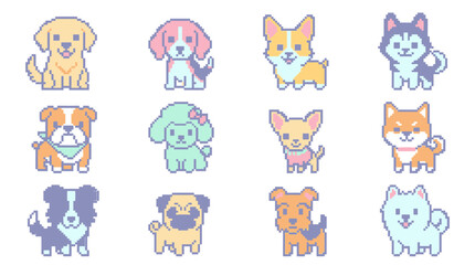 Obraz premium Cartoon dogs and cats variety pack.