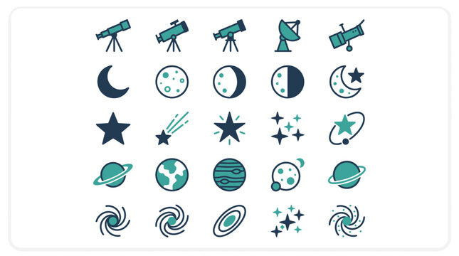 Collection of astronomy icons and symbols.