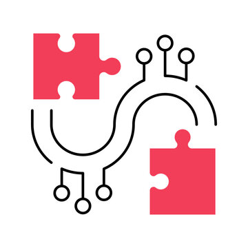 Blockchain integration icon. Business and cryptocurrency line symbol. Color.