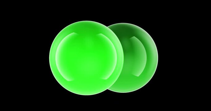 Chlorine monofluoride molecule rotation animation seamlessly loopable. 3D rendering isolated on transparent background