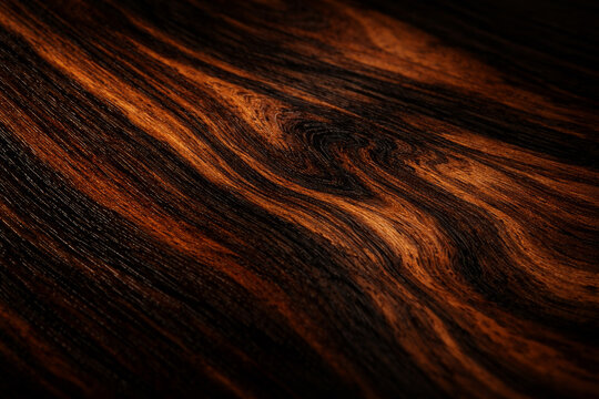 Close-up of beautiful wood grain pattern on dark surface