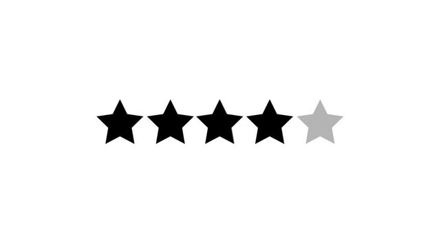 four star rating icon white background animation. 