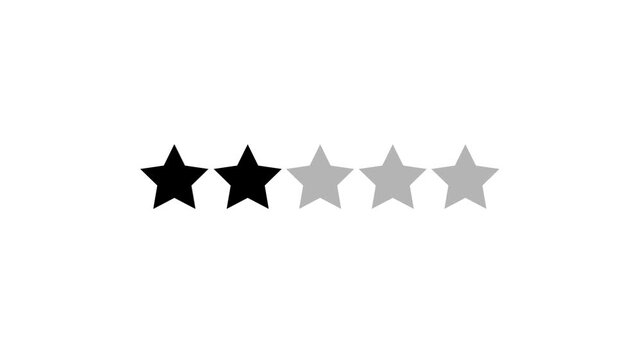 two star rating icon white background animation. 