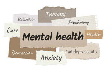 Mental health png word sticker typography, ripped paper, transparent background © Rawpixel.com