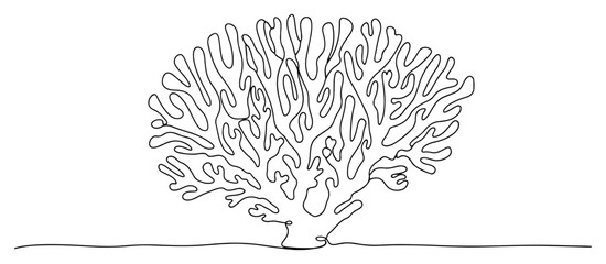 Coral reef underwater organism continuous line drawing, marine life and ocean nature minimalist illustration, sea ecosystem conservation © ----WWWLINE----