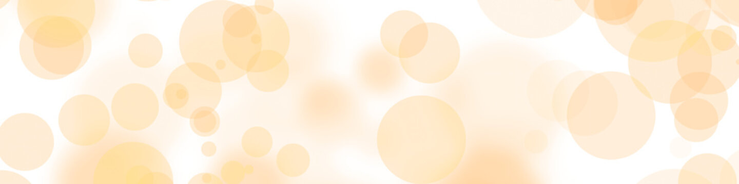 Warm orange bokeh bubbles on transparent background horizontal wide banner header glowing light circles effect.