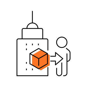 Store pickup icon. Business and in store pickup line symbol. Color.