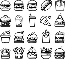 Fototapeta premium Fast Food Burgers and Crispy Fried Potatoes Character Isolated on White A Detailed Culinary Art Scene featuring Potatoes Logo Icon Simbol for Food Infographics