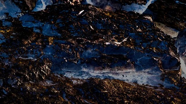 Abstract Dark Blue Rocky Texture Background with Ice Elements and Copy Space for Text