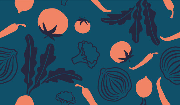 Cute mix vegetables pattern background vector design