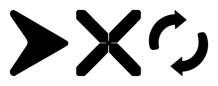 Pivot arrow icon set with solid black symbol on white background featuring pivot, arrow, directional icon with vector and iconography