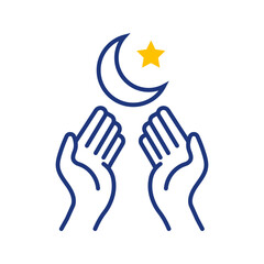 Fototapeta premium Muslim prayer icon. Religion and islam line symbol. Color.