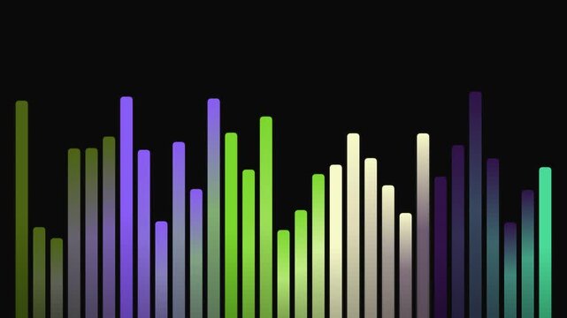Vibrant spectrum of digital audio waves pulsates rhythmically against a dark backdrop, showcasing a dynamic visualizer that represents sound frequencies and pulsating energy, perfect for music