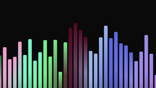 Vibrant waveform visualization displays a spectrum of pulsing audio frequencies and sound energy against a dark expanse, representing digital music and sonic dynamics. abstract