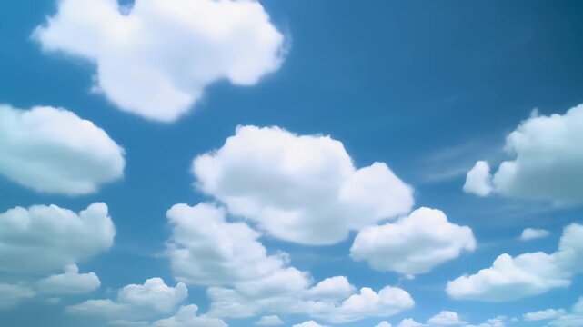 青空に広がる入道雲と爽やかな夏空アニメーション背景
