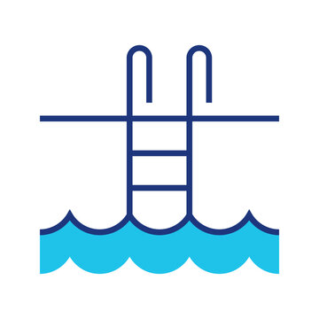 Swimming pool icon. Sports and aquatics line symbol. Color.
