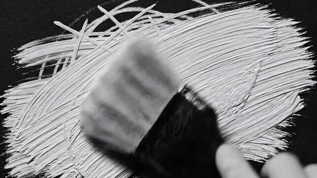 Abstract White Brush Strokes on Black Background Motion Graphics.