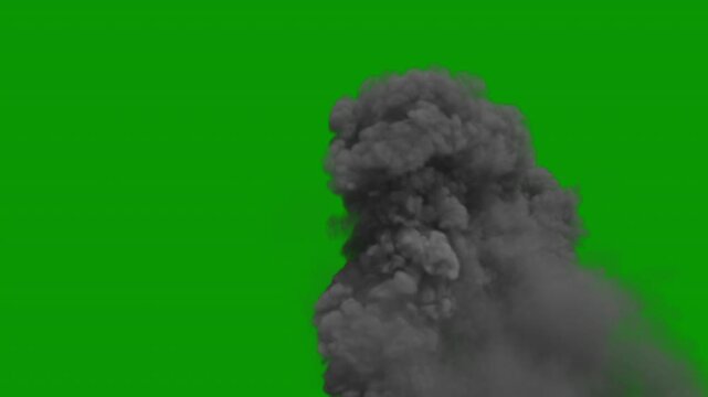 Volcano pyroclastic eruption CU SHOT,  green screen for transparent background, 4k 24p, also look for other angles of this same scene