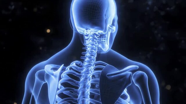 4K Rotating Human Skeleton Anatomy Medical Animation for Business Presentations