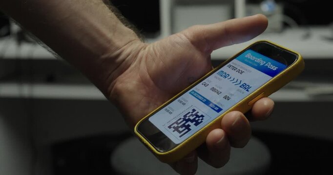 Digital Boarding Pass Displayed on Smartphone Before Flight