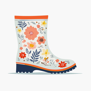 Floral Rain Boot Illustration