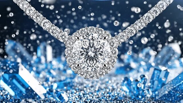 Sparkling Diamond Necklace Luxury Jewelry Close Up Macro Shot.