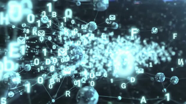 4K Abstract Data Flow Animation Network Nodes for Business Presentation Commercial Use