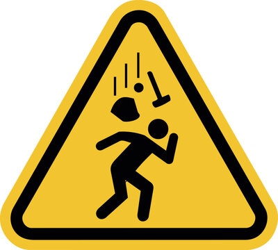 Falling objects warning sign vector icon &ndash; overhead hazard danger symbol