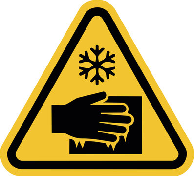 Freezing hazard warning sign vector icon &ndash; cold injury caution symbol