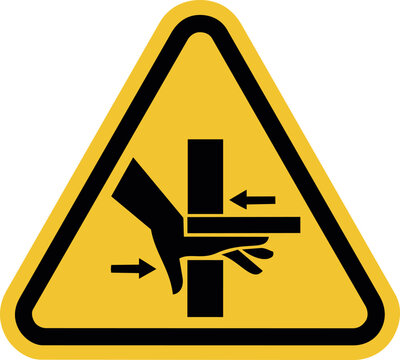 Crush hazard warning sign vector icon &ndash; hand injury danger symbol