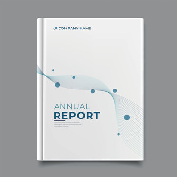 Modern Annual Report Book Cover Template with Abstract Blue Waves