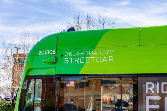 OKC Streetcar in Downtown Oklahoma City Oklahoma