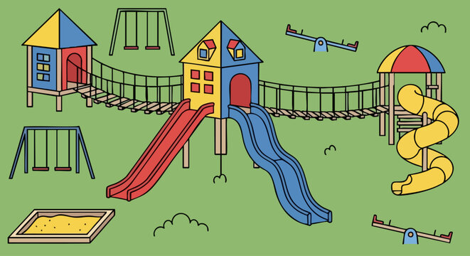 Colorful Playground Equipment for Childrens Outdoor Fun.
