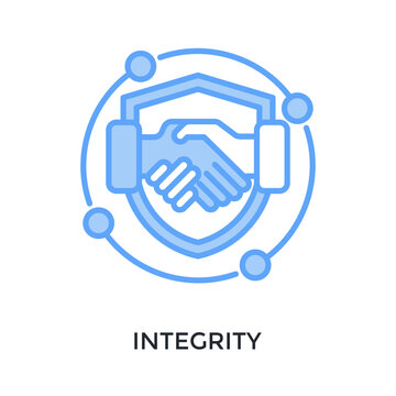 Integrity Icon Lineal Blue Style. Vector Illustration For Graphic Design