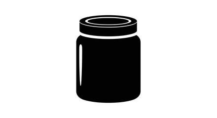 Jar container stands as a minimalist graphic representation for food storage or product packaging design concepts. © Mezzy