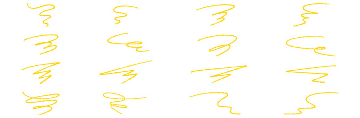 手書きのアンダーラインセット 黄色い蛍光ペン風の上から下へ流れるようなおしゃれなあしらい © hiranoyuma