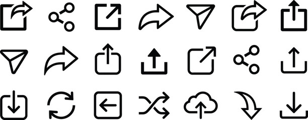 Fototapeta premium share icon set ui share and send symbols vector grid