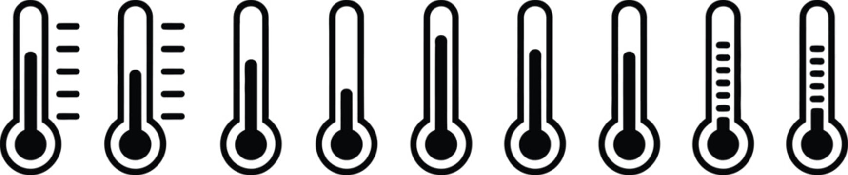 thermometer minimal monochrome icon collection for ui and print