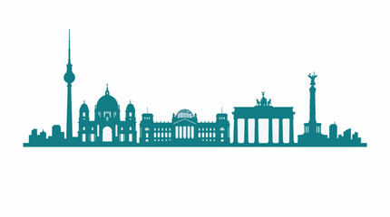 Minimalist Berlin Skyline Vector Illustration Teal Silhouette Graphic Resource for Commercial Use © Sumini
