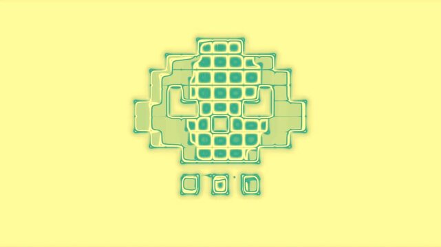 3D pixel art style human skull icon symbol spinning animation