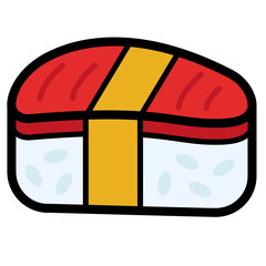 sushi roll maki japanese rice seafood meal doodle color filled line © andinur