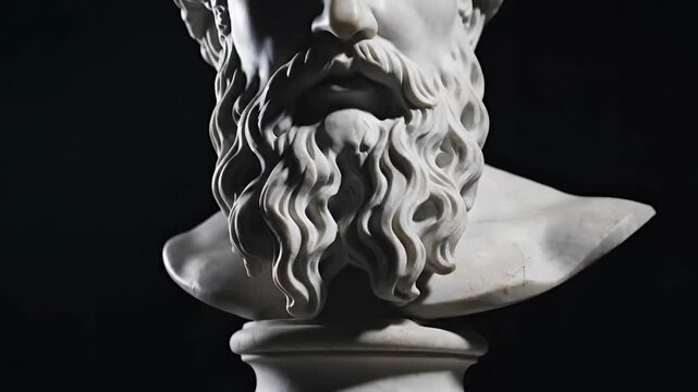 Ancient Greek Marble Bust of Zeus God of Olympus Sculpture.
